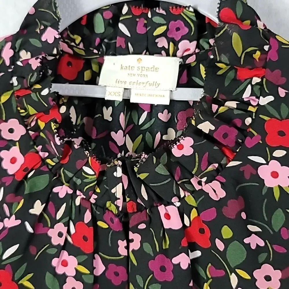 Kate Spade Boho Floral Ruffle Yoke Sleeveless Blouse